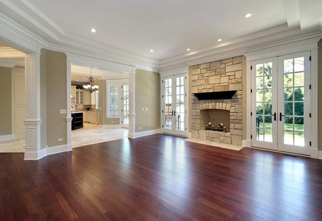 wide-plank wood flooring in a rustic farmhouse kitchen